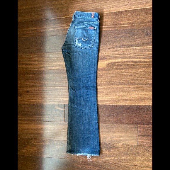 7 For All Mankind Ripped Boot Cut Jeans - Picture 1 of 5